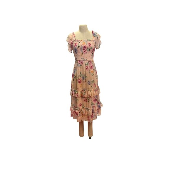 Girls Nina Floral Midi Dress By Rare Editions Blush Polyester Cotton - Picture 2 of 8